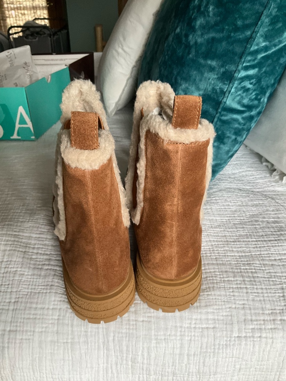 Diba True Suede Leather Sherpa Chelsea Boots - Picture 3 of 11